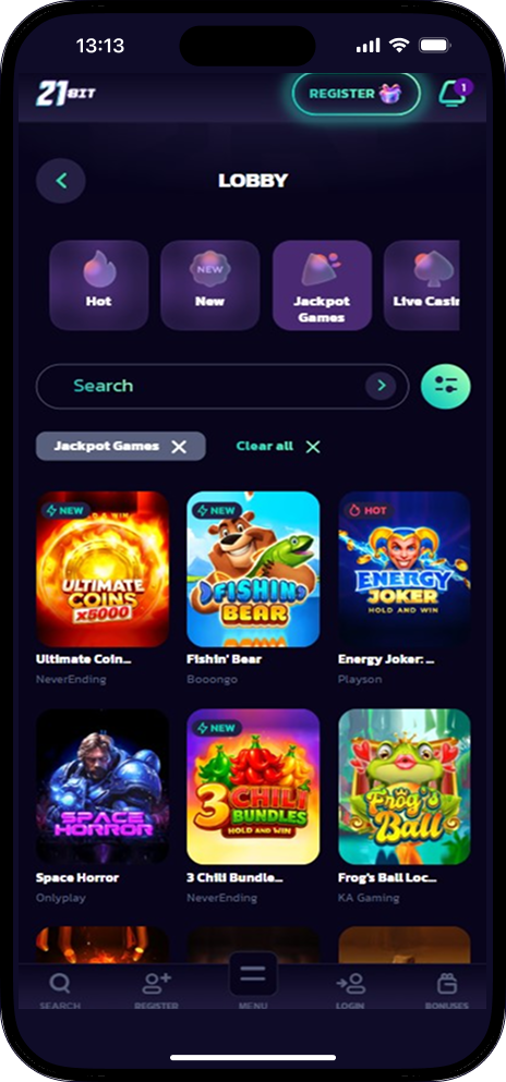 21bit casino jackpot games
