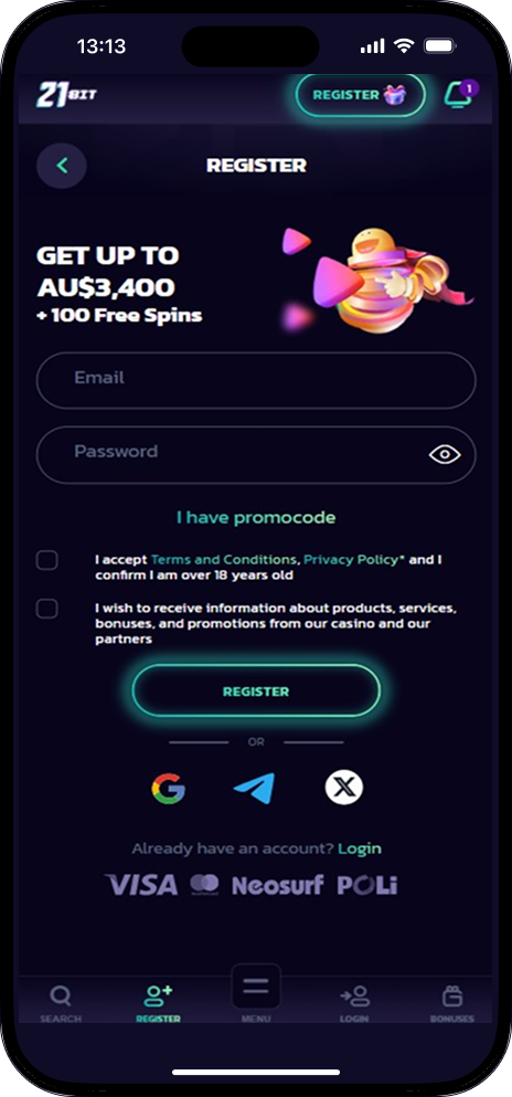 21bit casino registration
